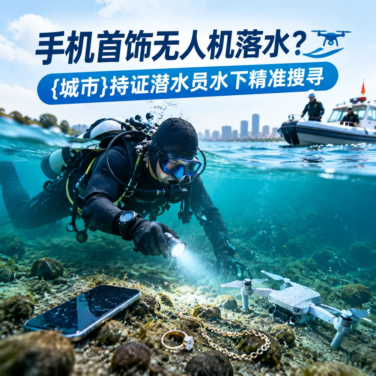 手机首饰无人机落水？恩阳持证潜水员水下精准搜寻